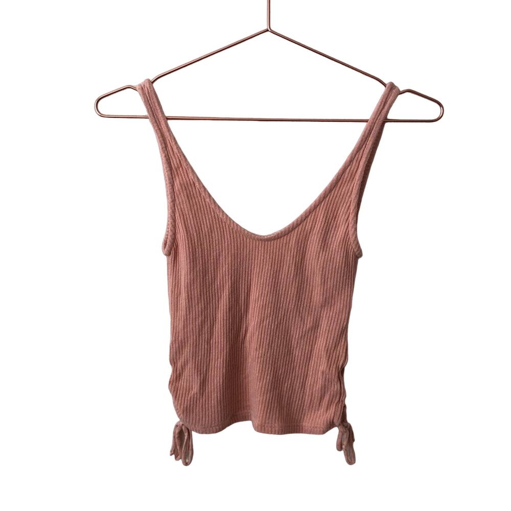 Project Social T x Urban Outfitters coral orange ribbed lace-up cropped tank